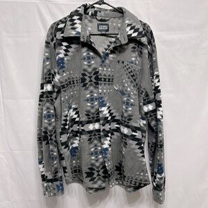 COMO MAN Flannel LS Button-up GRGYL GRAY Fleece Southwestern Men’s size XL